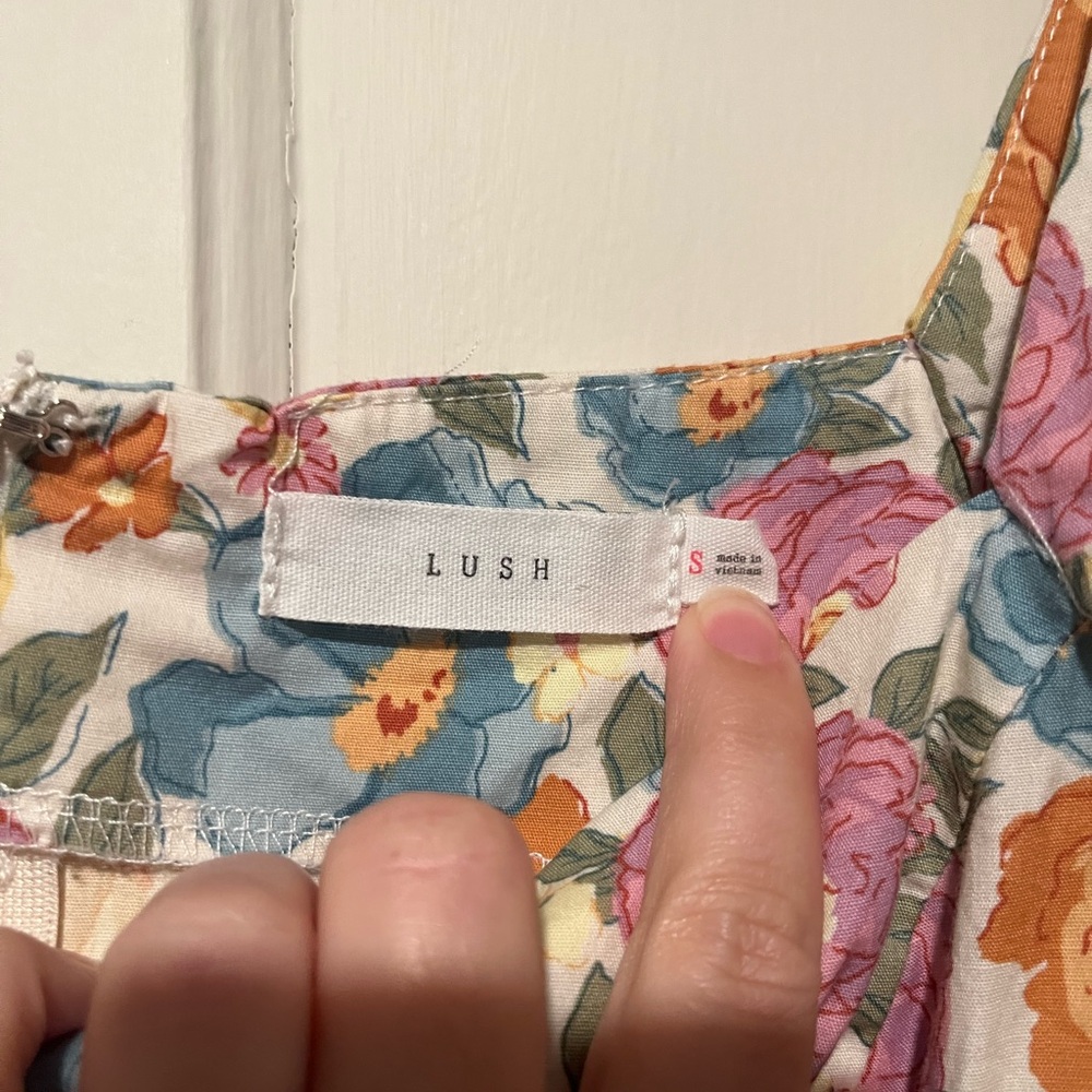 Lush Puff Sleeve Cotton Floral Mini Dress - Picture 3 of 3